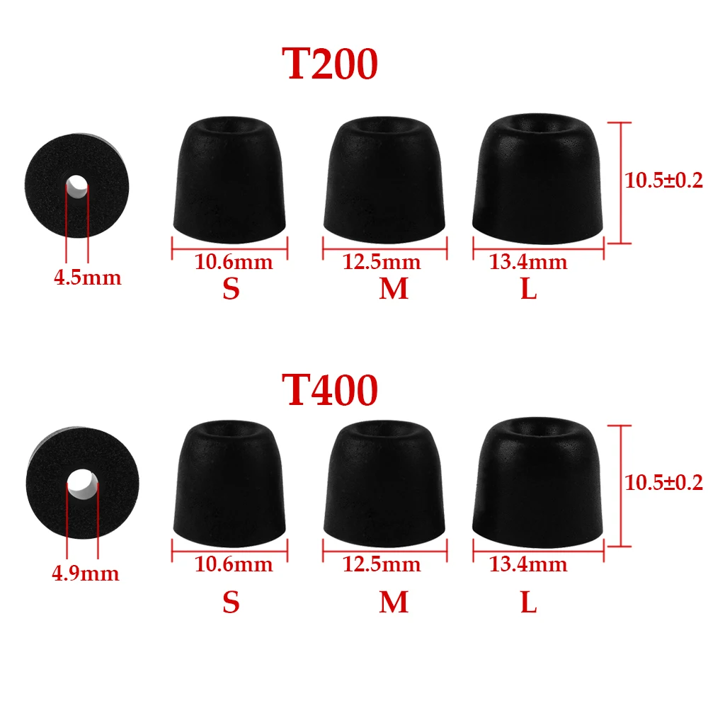 1 زوج لينة رغوة الذاكرة سماعات الأذن غطاء للأذنين T100/T200/T300/T400 S/M/L أحجام الضوضاء العزلة Eartips ل في الأذن سماعة اكسسوارات