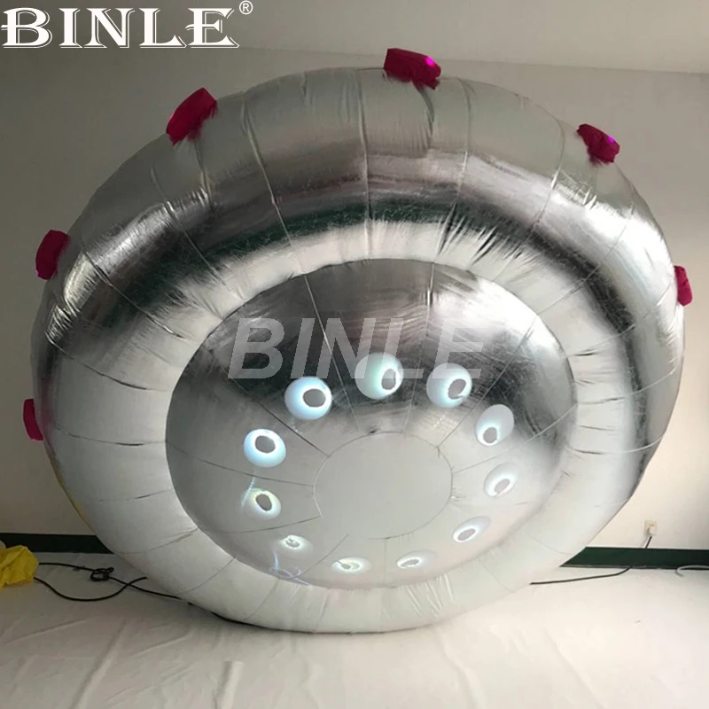 3m 10ft New attractive silvery giant inflatable UFO balloon with LED lights inflatable flying saucer model for event decoration