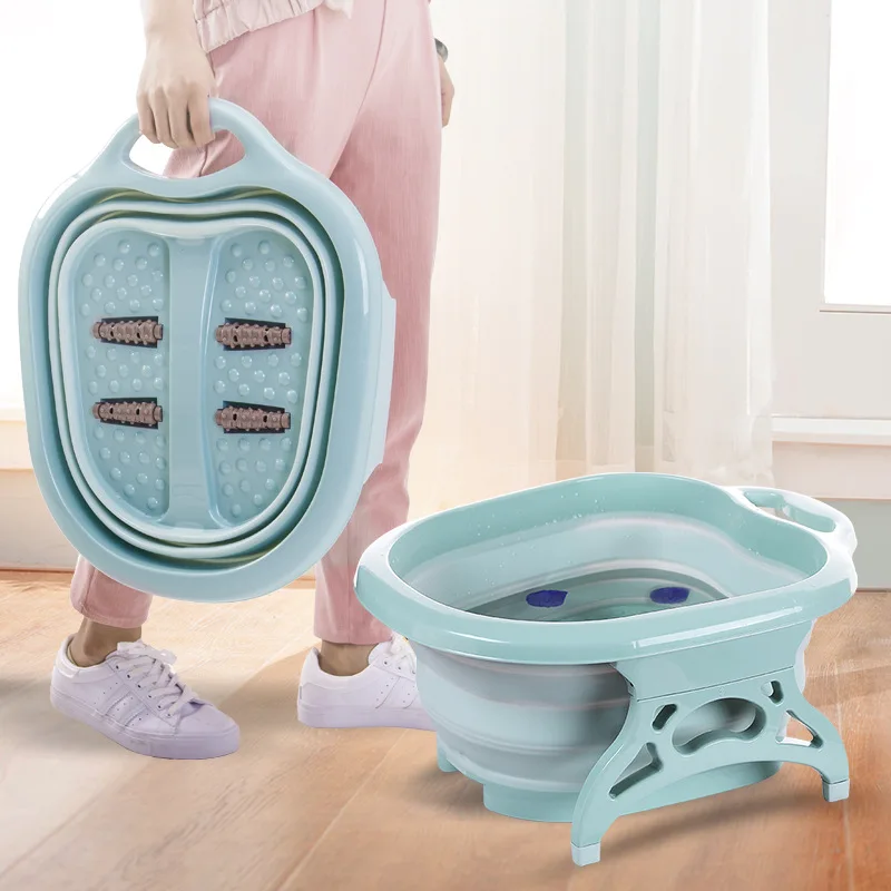 Foot Soaking Bucket Folding Basin Plastic Foaming Massage Bucket Household Sauna Bathtub Pedicure Bath Foldable Bathtub