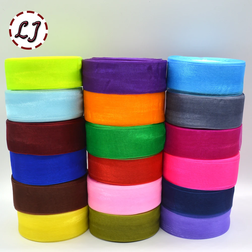 Brand high quality 10mm/15mm/20mm/25mm/40mm organza ribbon trim for wedding craft bow gift party decoration Wrapping riband DIY