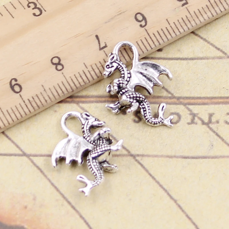 

20pcs Charms Dragon 21x14mm Tibetan Bronze Silver Color Pendants Antique Jewelry Making DIY Handmade Craft