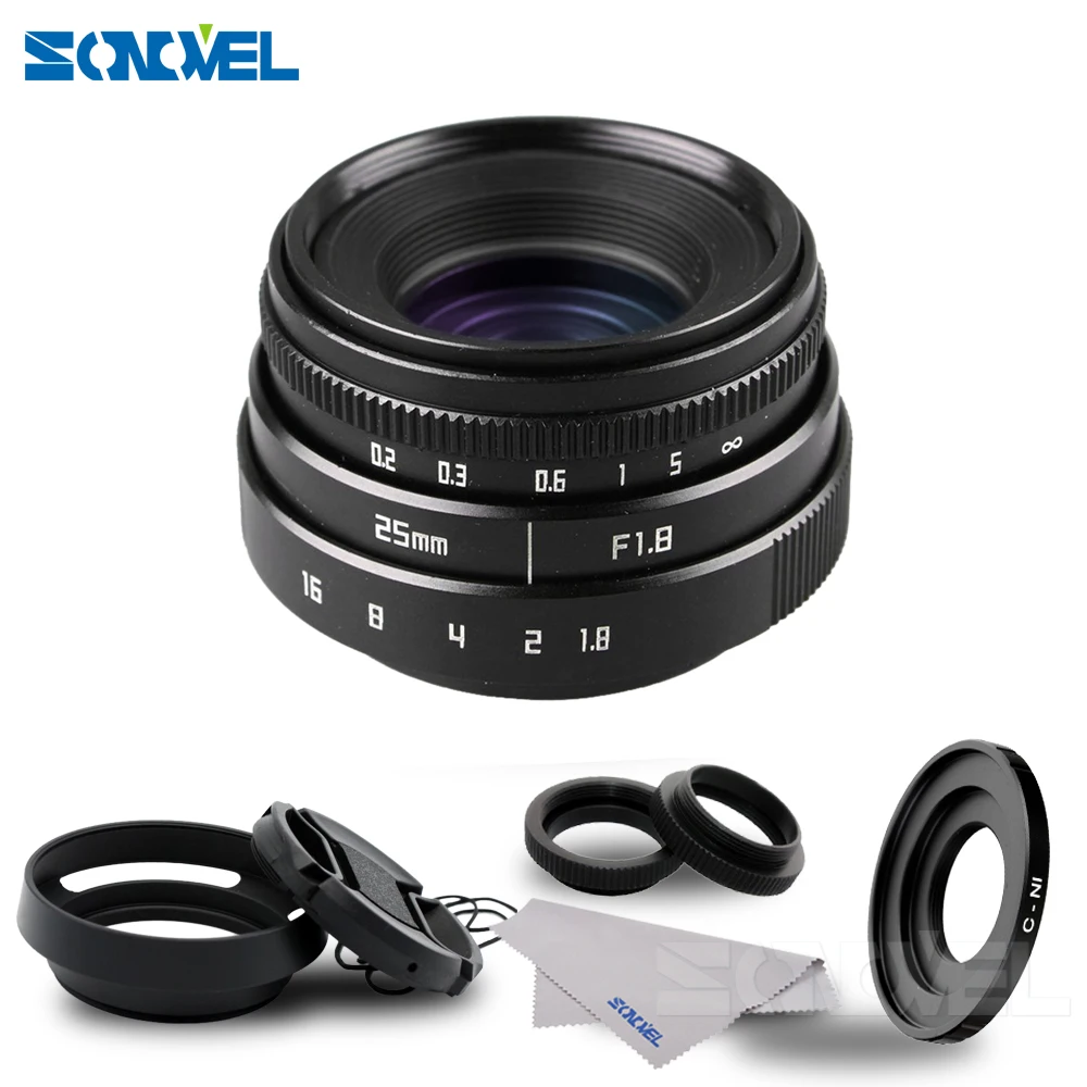 25mm F1.8 APS-C telewizji soczewka do TV obiektywy kamery przemysłowej soczewka do TV C mocowanie + osłona obiektywu do aparatu Nikon 1 bez lustra aparatu AW1 S2 J4 J3 J2 J1 V3 V2 V1 C-NI