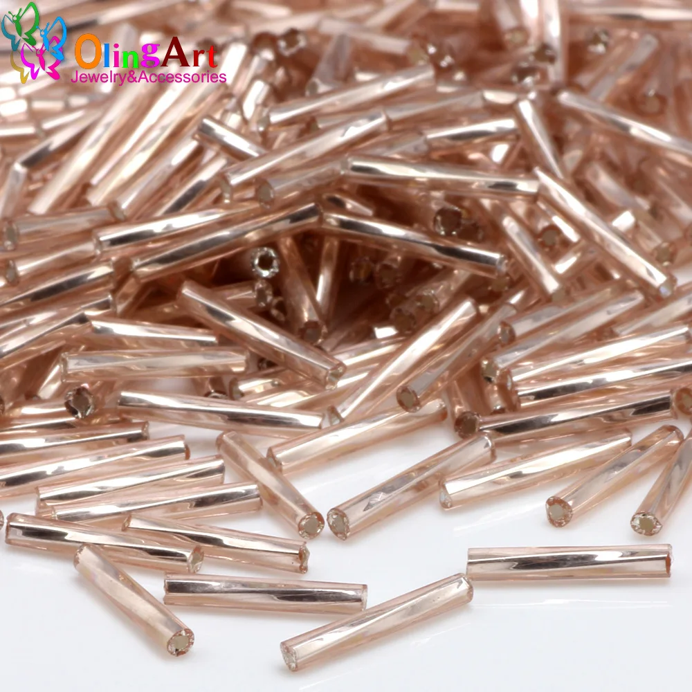 OlingArt Gold and silver Color Tube 2x11mm 65g Twist Bugles Glass Seed Beads Wholesale Accessory necklace DIY jewelry making