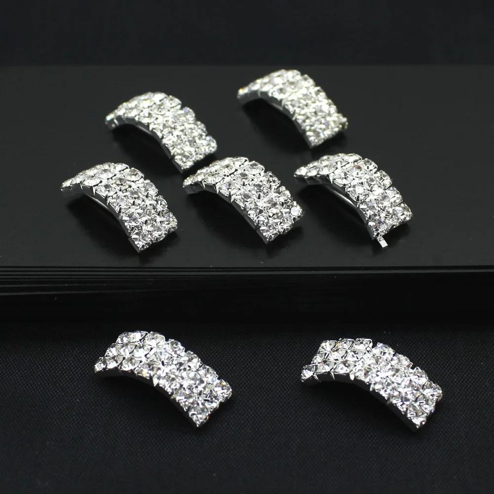 Shiny Diamond Napkin Clasp Arc DIY Costumes and Hair Ornaments, Handmade Material, Row Diamond Buckle, 9*20mm 50Pcs