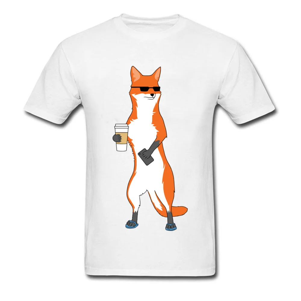 Cool Fox Male Funky Slim Fit Tops Shirts Round Neck Summer Fall Cotton Top T-shirts Normal Short Sleeve Clothing Shirt