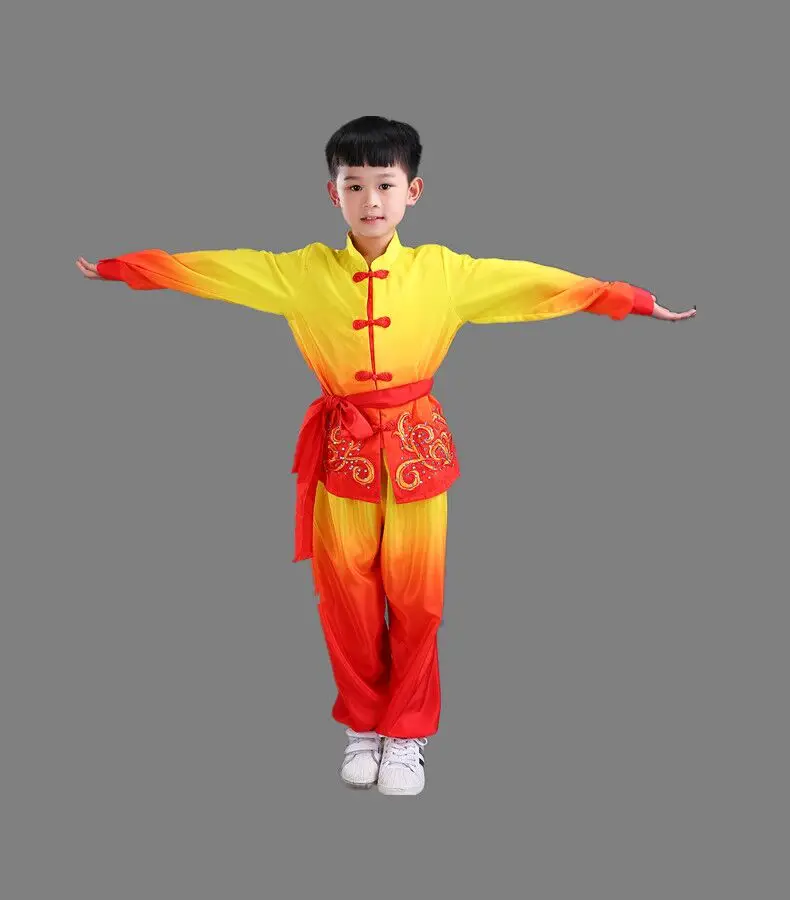 Disfraces de artes marciales para niños, ropa de práctica juvenil, manga larga, estudiantes, Kung Fu chino, ropa de actuación festiva, nuevo