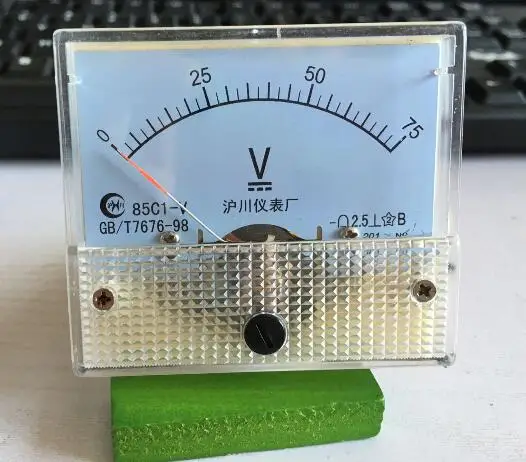 85C1 DC 0-75V pointer type dc voltmeter voltage meter mechanical header