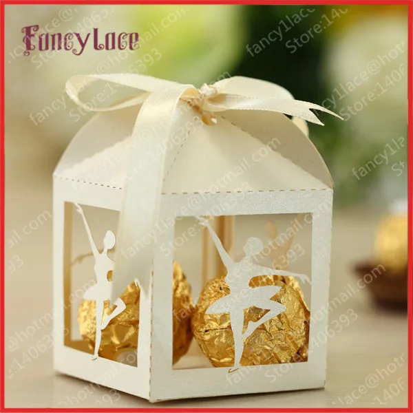 

50X Wholesale Personalized ballet dancer Candy Boxes Customized, Elegant Laser Cutting Gift Box Party Decorations,Free Shipping