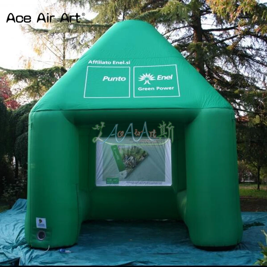 Green Inflatable Concession Pavilion Sampling Station Food Kiosk Vendor Booth Serving Shelter with 4 Legs for Sale