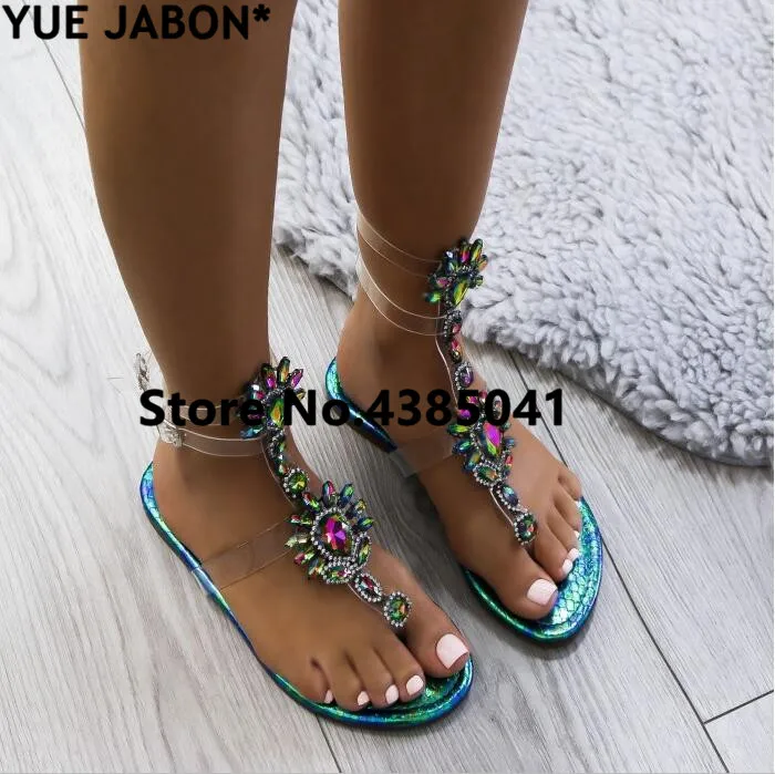 2024 New Women Summer crystal Slip Sandals Woman Buckle Strap Foam Sole Durable Sandals Ladies Outdoor Casual Beach Shoes