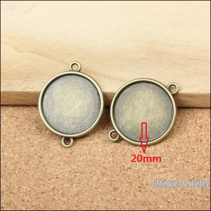 

75pcs round Cameo/Cabochon connector frame charm antique bronze fit for maxi Necklaces & Pendants 29*23mm (fit 20mm)