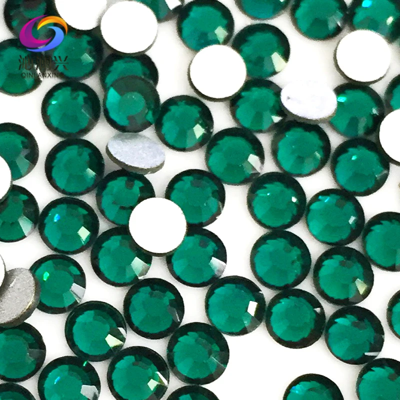 SS3-SS34 Malachite green color Non HotFix flatback Top-level glass crystal 3D Nail Art Rhinestones diy Decorations MFKL