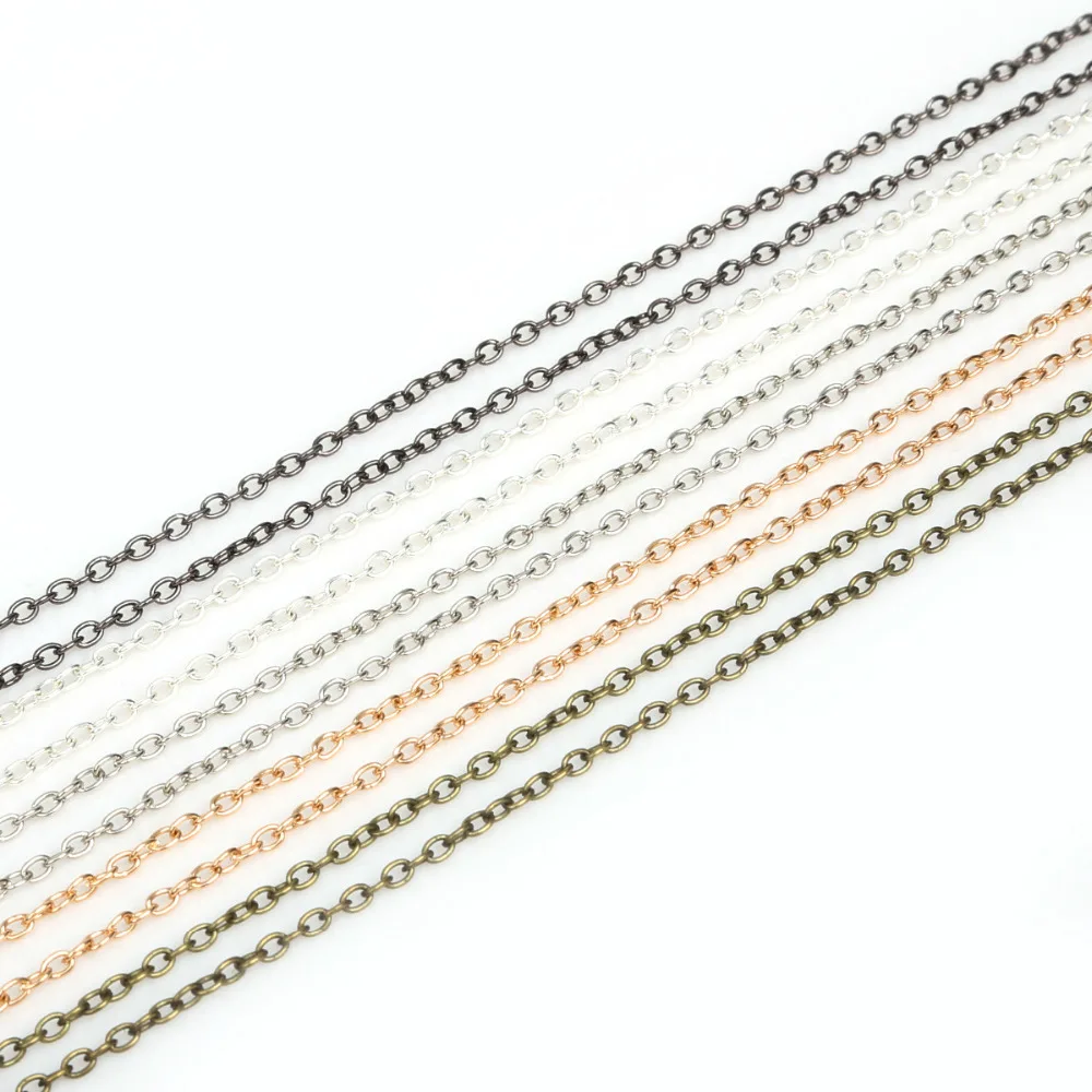 Cadenas de collar chapadas en Bronce Antiguo, Accesorio para hacer joyas, rodio, plata, oro, Bronce Antiguo, 3x2mm, 5 metros/lote
