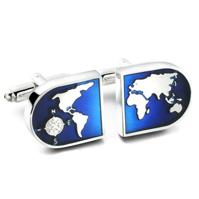 

Luxury Men Blue globe Cufflinks High Quality Lawyer Father's Day gift Cufflinks For Mens Shirt Cuff Links French Jewelry