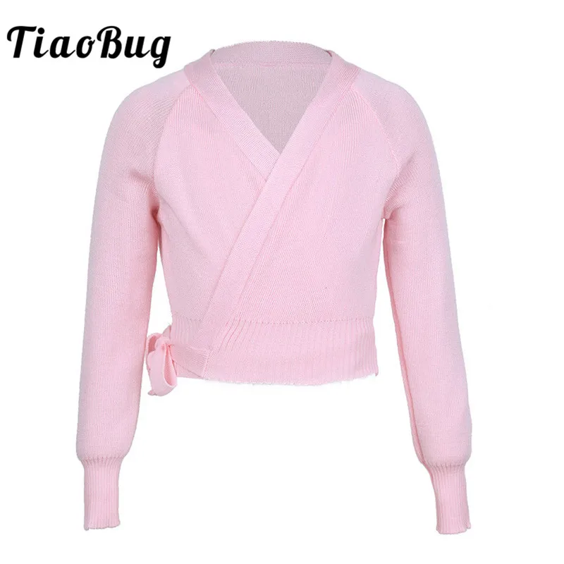 

Kids Girls Ballet Gymnastics Leotard Cardigan Long Sleeve Knit Wrap Sweater Warm-up Coat Kids Latin Ballet Dance Wear