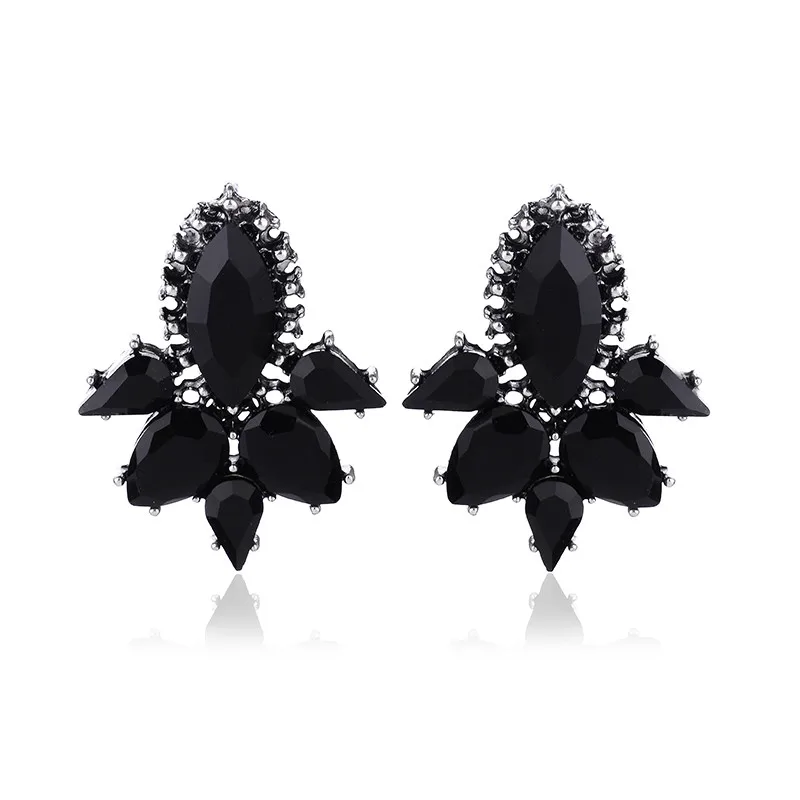 Colorful Acrylic Crystal Stone Waterdrop Stud Earrings Fashion Rhinestone Piercing Earrings Women Party Jewelry 2019 New