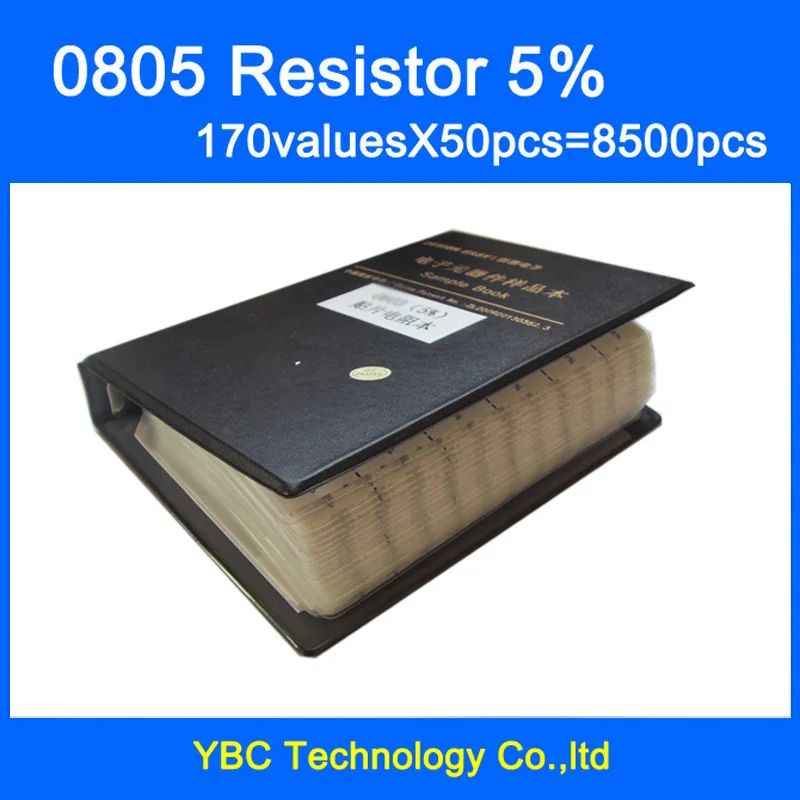 

0805 SMD Resistor Sample Book 5% Tolerance 170valuesx50pcs=8500pcs Resistor Kit 0R~10M