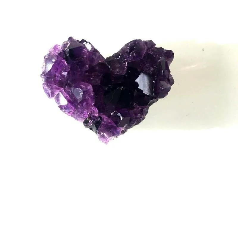 1pcs Natural heart-shaped Uruguayan amethyst cluster quartz crystal healing specimen