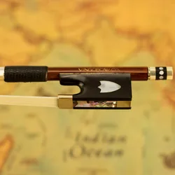 430V 4/4 Size VIOLIN BOW Pernambuco Stick Ebony Frog Nickel Silver Mounted Natural Mongolia Horsehair
