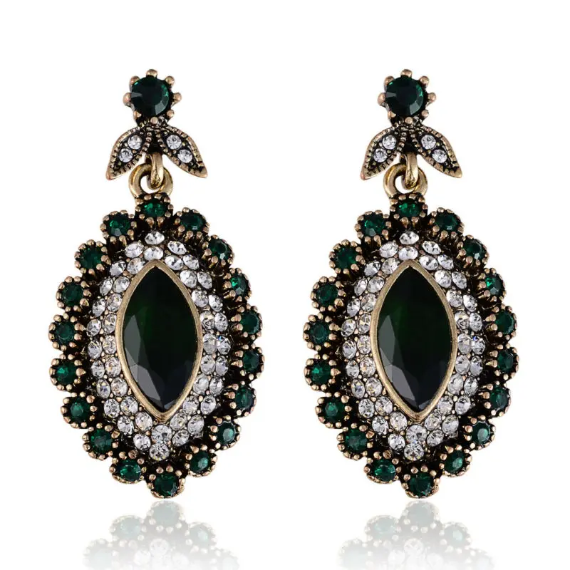 Turkey Vintage Wedding Turkish Jewelry Earrings And Necklace For Women Green African Beads Crystal jewelery Sets decoration