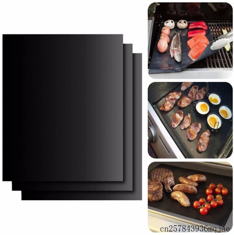 

100pcs BBQ Grill Mats Barbecue Baking Liners Reusable Non-stick Cooking Sheets Cooking Tool 40 * 33cm