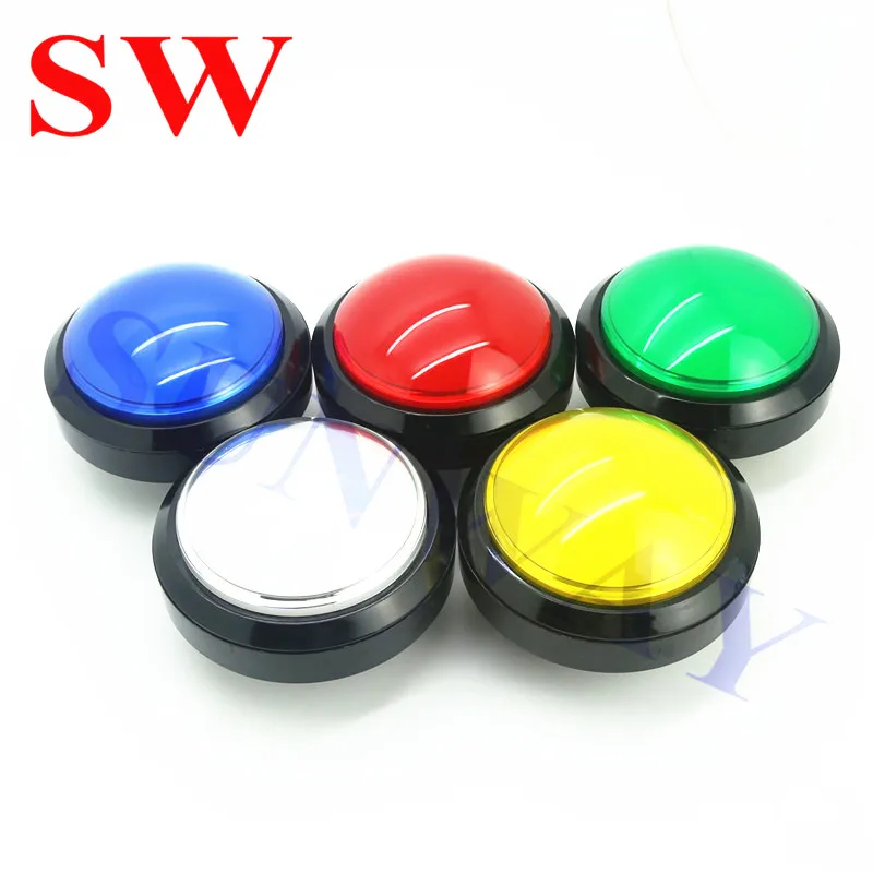 

1PC/LOT Big Dome Pushbutton 100mm Illuminated Arcade Push Buttons Led 12v Power Button Switch Push Button with Microswitch