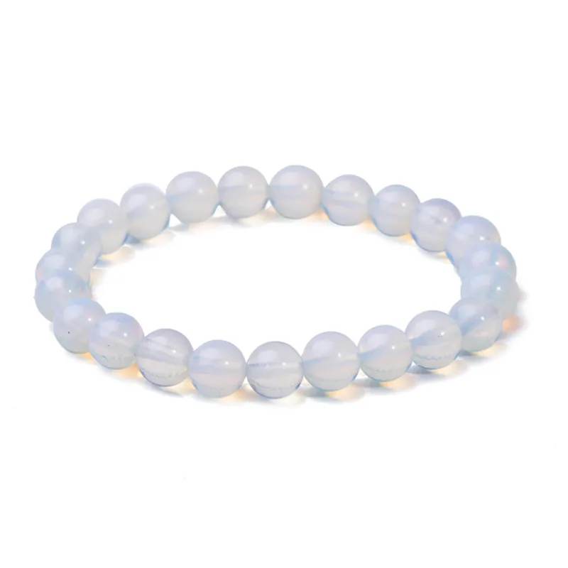 Hot Elegant 8mm Round Crystal Moonstone Natural Stone Stretched Beaded Bracelet for Women