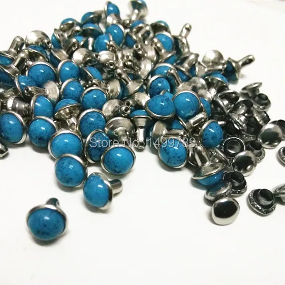 DIY100PCS 10mm Accessories Blue Turquoise Crack Rivets Leather Craft Punk Studs Shipping Free