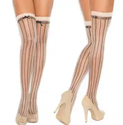 Ealstic Sexy Stockings For Women Black Line Print Stay Up Tights Thigh High Stockings Sexy Lingerie Nude Mesh Pantyhose Hosiery
