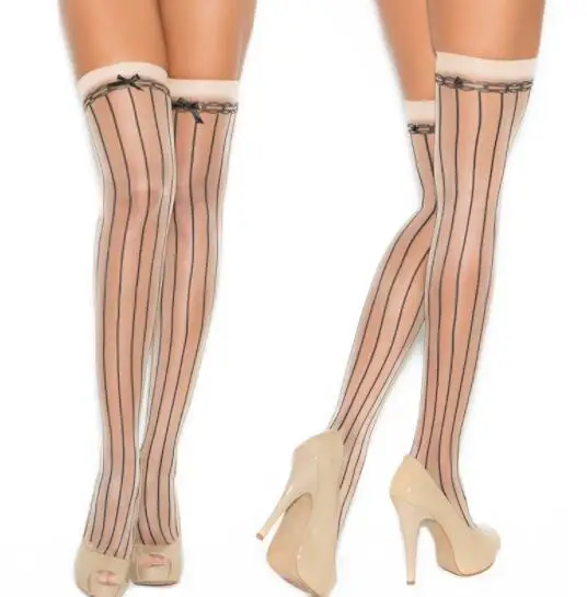 Ealstic Sexy Stockings For Women Black Line Print Stay Up Tights Thigh High Stockings Sexy Lingerie Nude Mesh Pantyhose Hosiery