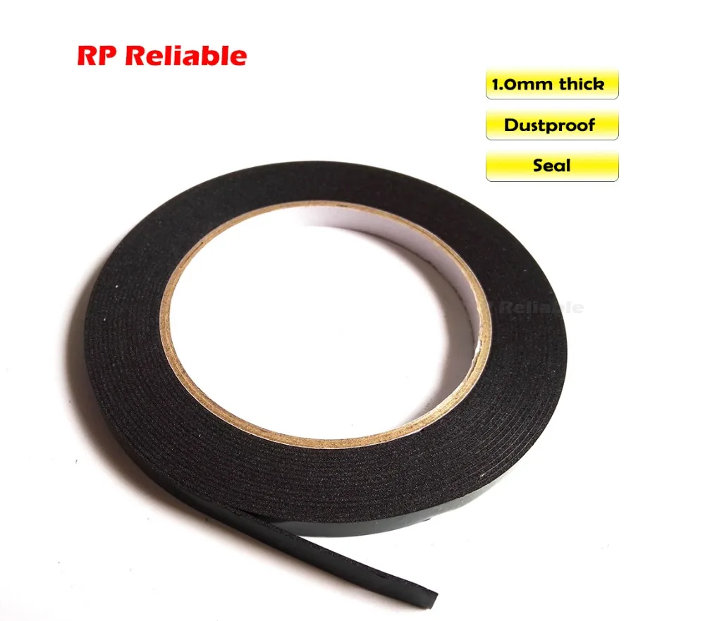 

RP Reliable, 1mm thick, 30cm, (300mm*5M), Black Dust Proof Sponge Foam Tape Double Sided Adhesive for Phone Car Panel Display