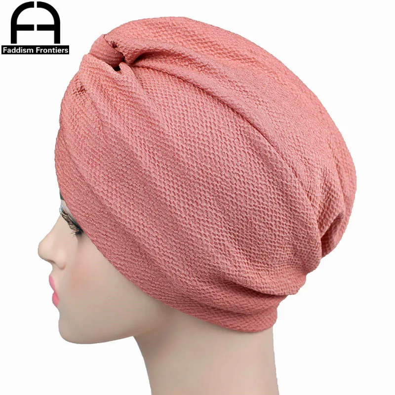 Moda damska Casual Turban Twist Winkle oddychająca Turban pałąk Chemo nakrycia głowy osłona na włosy akcesoria do włosów Turban