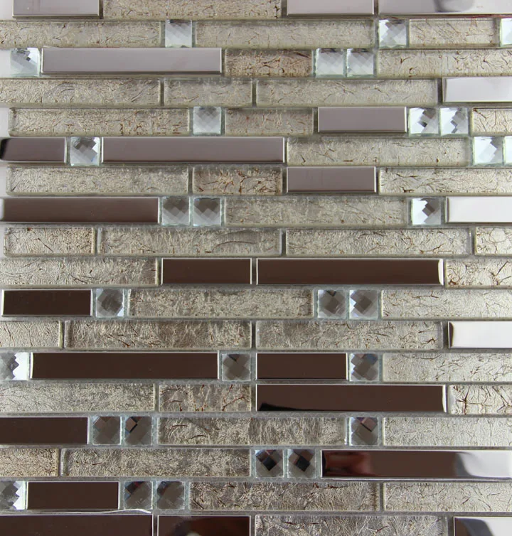 

New stainless steel metal glass mosaic glass tile kitchen backsplash bathroom shower background decorative wallpaper tile