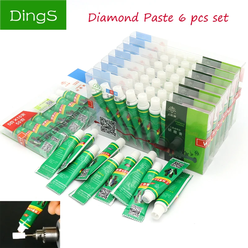 

High Quality 6pcs Diamond Abrasive Paste Needle W0.5-W40 Grinding Polishing Tube Lapping Compound Metal Jade Amber Buffing Tools