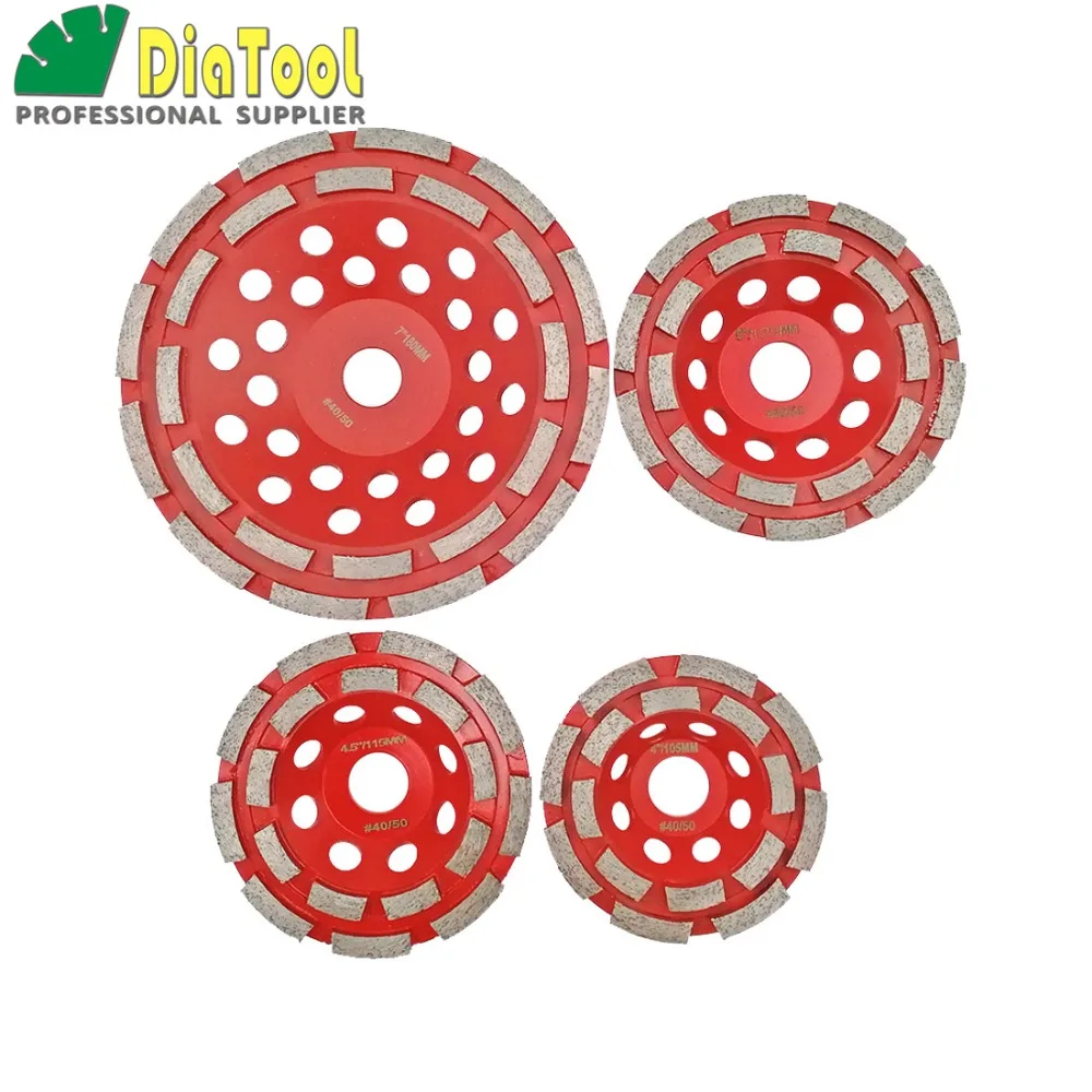 

SHDIATOOL 1pc Dia 4/4.5/5/7inch Diamond Double Row Grinding Wheel For Concrete Grinding Disc For Stone