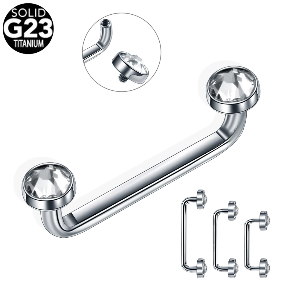 

1PC G23 Titanium Internally Thread Crystal Gem Surface Barbell Piercing 14G CZ Micro Dermal Anchor Piercings Body Jewelry