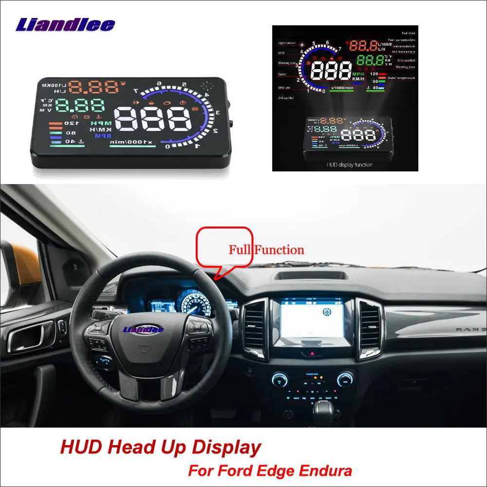 Car HUD Head Up Display For Ford Edge Fiesta 2015-2018 Digital Speedometer Fuel Consumption Projector Screen Detector