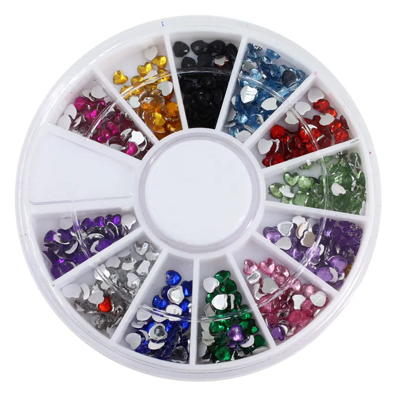 5 set Nail Acrylic Wheel Glitter Rhinestone Manicure Tips For Charms 3D metal Nail Art Decorations