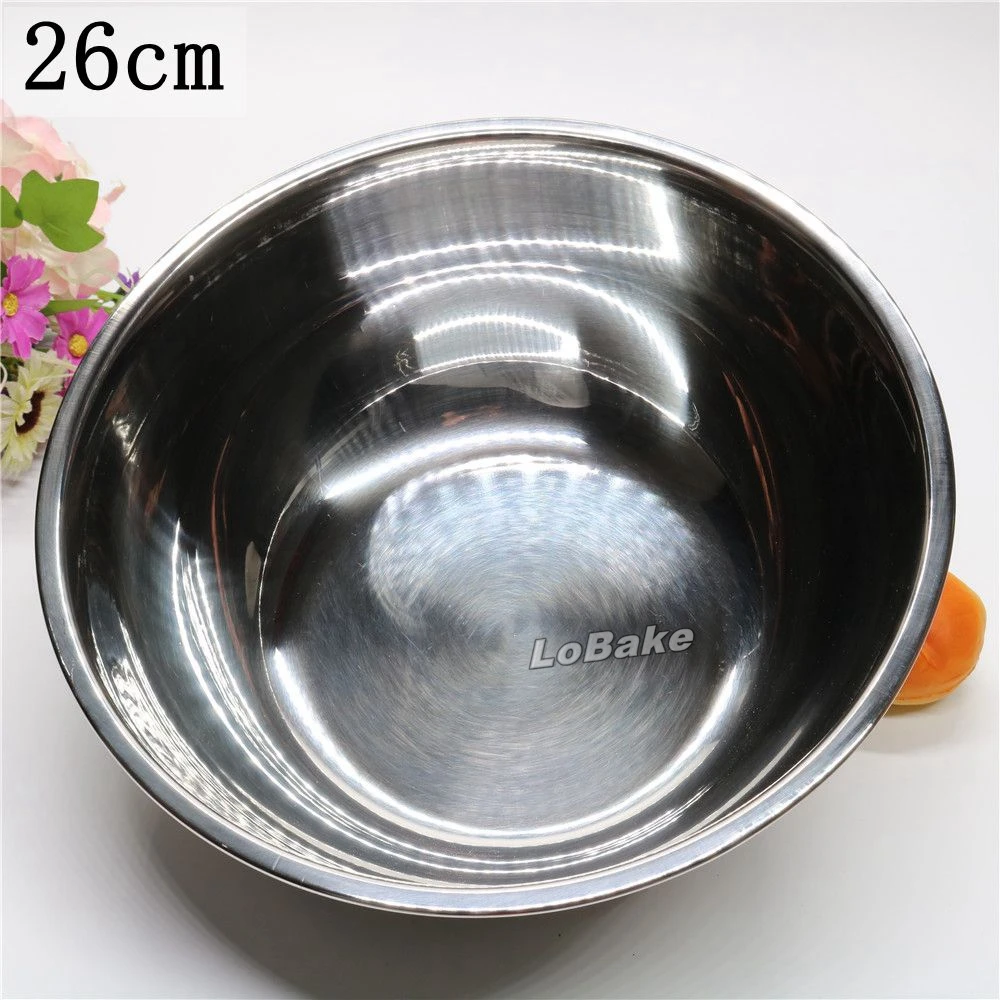 Brand new 26cm high quality thicken stainless steel egg beating pan bowl kneading basin pot dinner pans bakery accessories