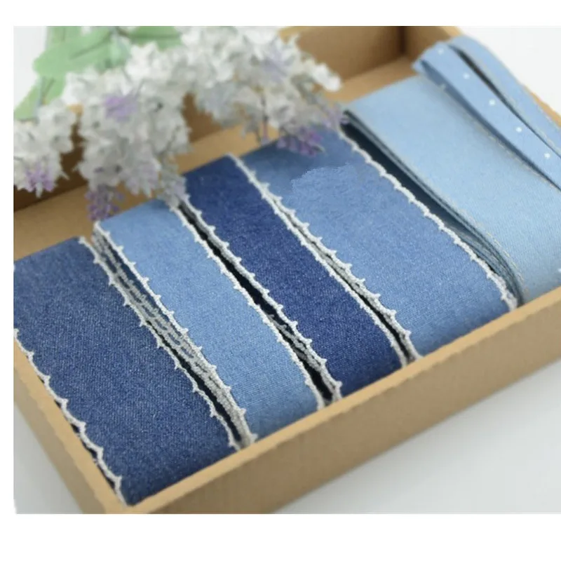 40mm 4cm 25mm cotton denim ribbon autumn winter handmade tape riband DIY bow accessories ribbons 5yard/lot