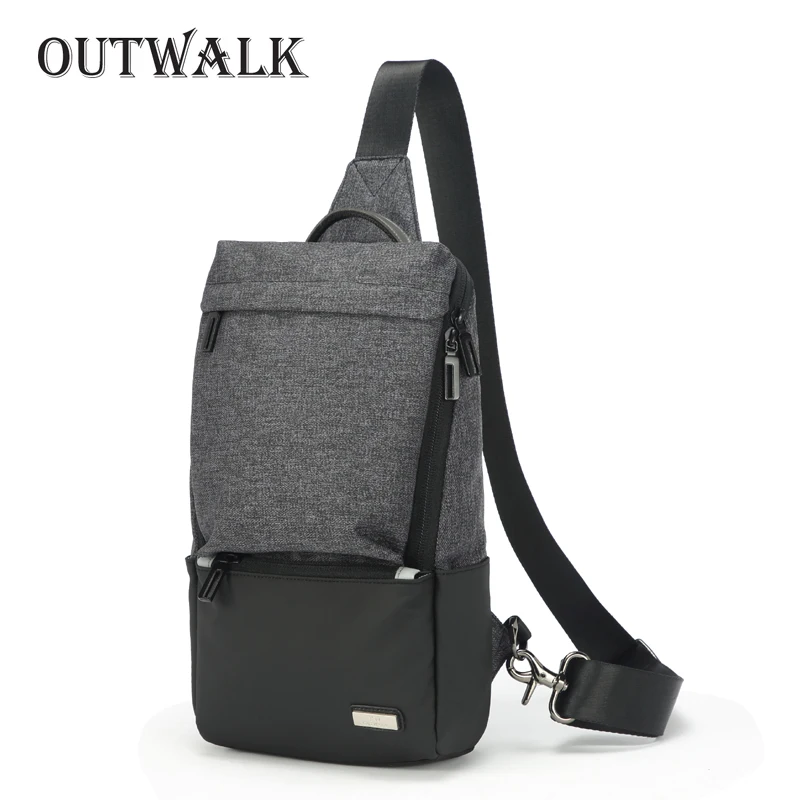 

OUTWALK Men's Crossbody Bags USB Chest Bag Designer Messenger Bag Nylon Shoulder Bags Diagonal Package 2019 New Back Pack Travel