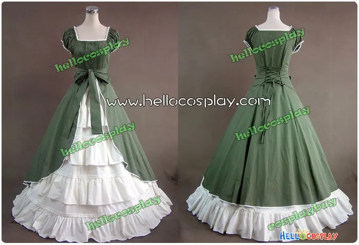 Colonial Cosplay Lolita Green Dress Ball Gown Promess H008