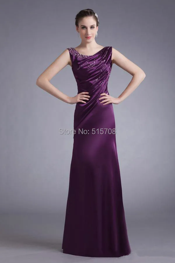 

Elegant Purple Formal Long Evening Dresses Scoop Sleeveless Floor Length Long Prom Dresses Sexy Party Dress Cheap Made In China