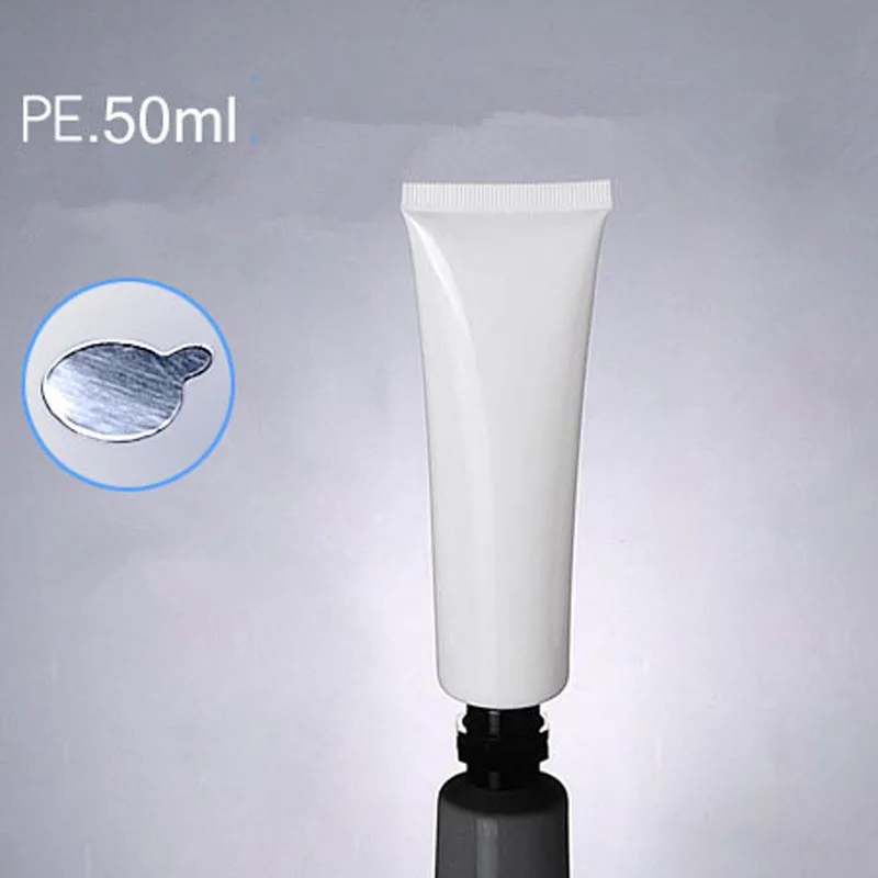 PE 50g 50ml White Soft Tube with Black Screw Cap Hand Cream Lotion Shampoo Gel Makeup Emulsion Packaging Travel bottle 30pcs/lot