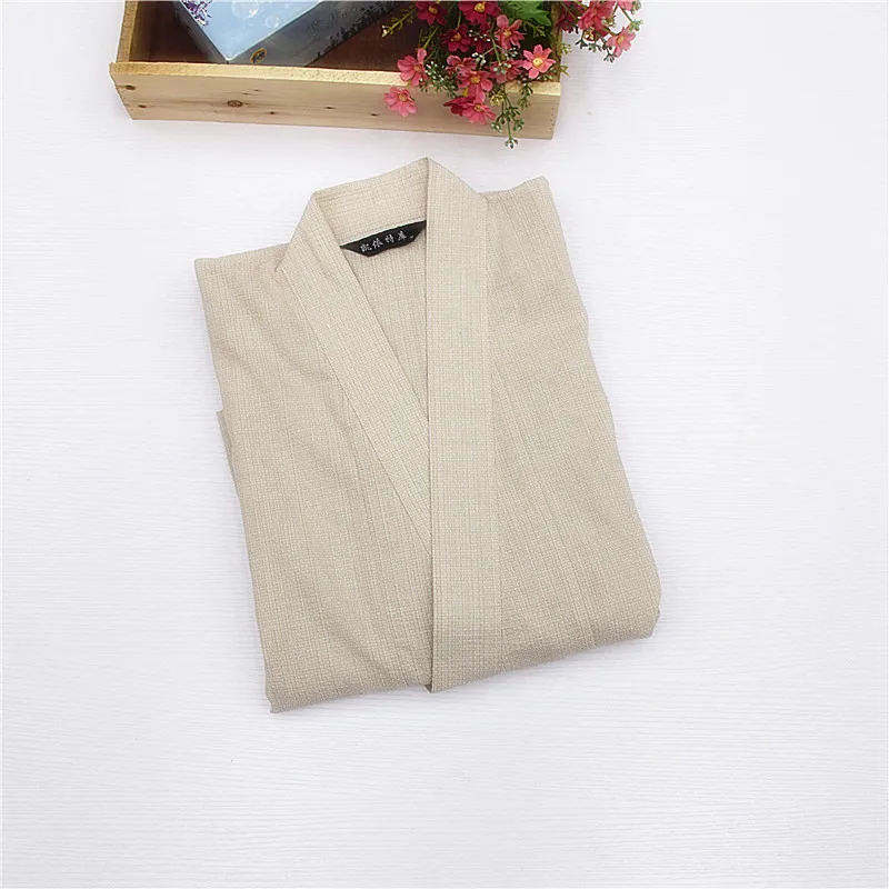 Pyjama Kimono 100% Katoenen Geweven Stof Mannen Lange Kimono Design Badjassen Gewaad Heren Jurk