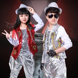 3 pieces set Boys Ballroom Sequined Modern Jazz Hip Hop Dance Competition Costumes Kid Performance Stage wear Dancing Outfit