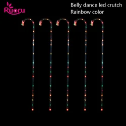 Ruoru 1 Piece Belly Dance LED Crutches Rainbow Color Walking Stick Dance Accessories Stage Performance Props Shining Led Crosier