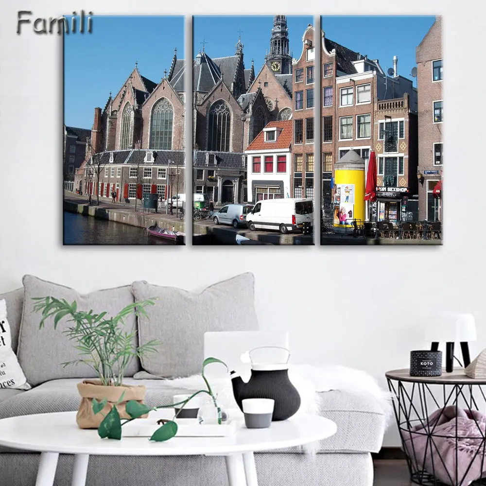 

Home Decor UnFramed Modern HD Printed Canvas Painting 3 Pieces Wall Art Pictures Netherlands City Streetscape Poster PENGDA/post