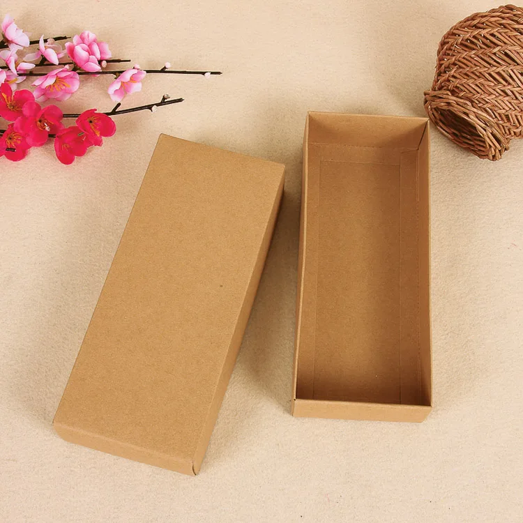 

Retail 15Pcs/Lot 22*9+4.5cm DIY Gift Cosmetics Jewelry Kraft Paper Packaging Box With Lid Craft Paper Cardboard Package Boxes