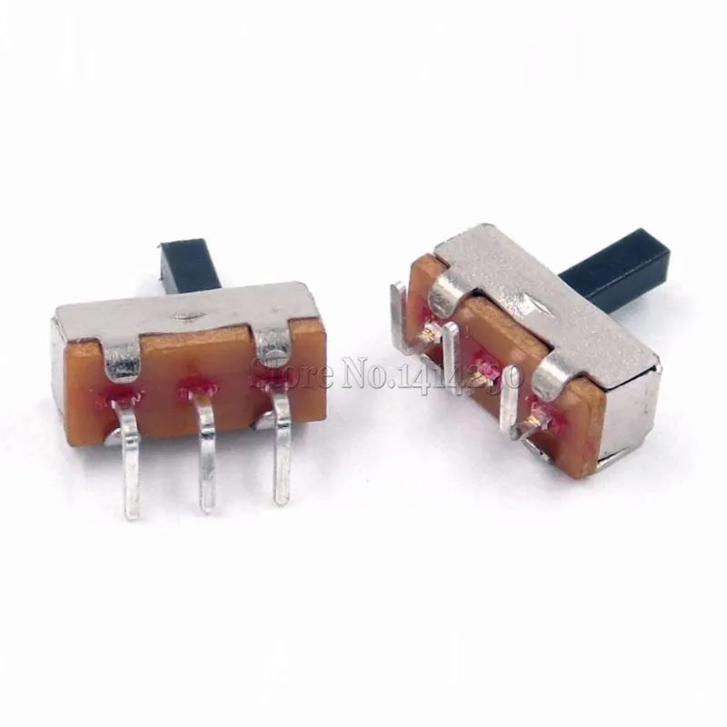 100PCS mini Slide Switch SS12D00 SS12D03G5 3pin Curved Needle 1P2T 2 Position High quality toggle switch Handle 5mm